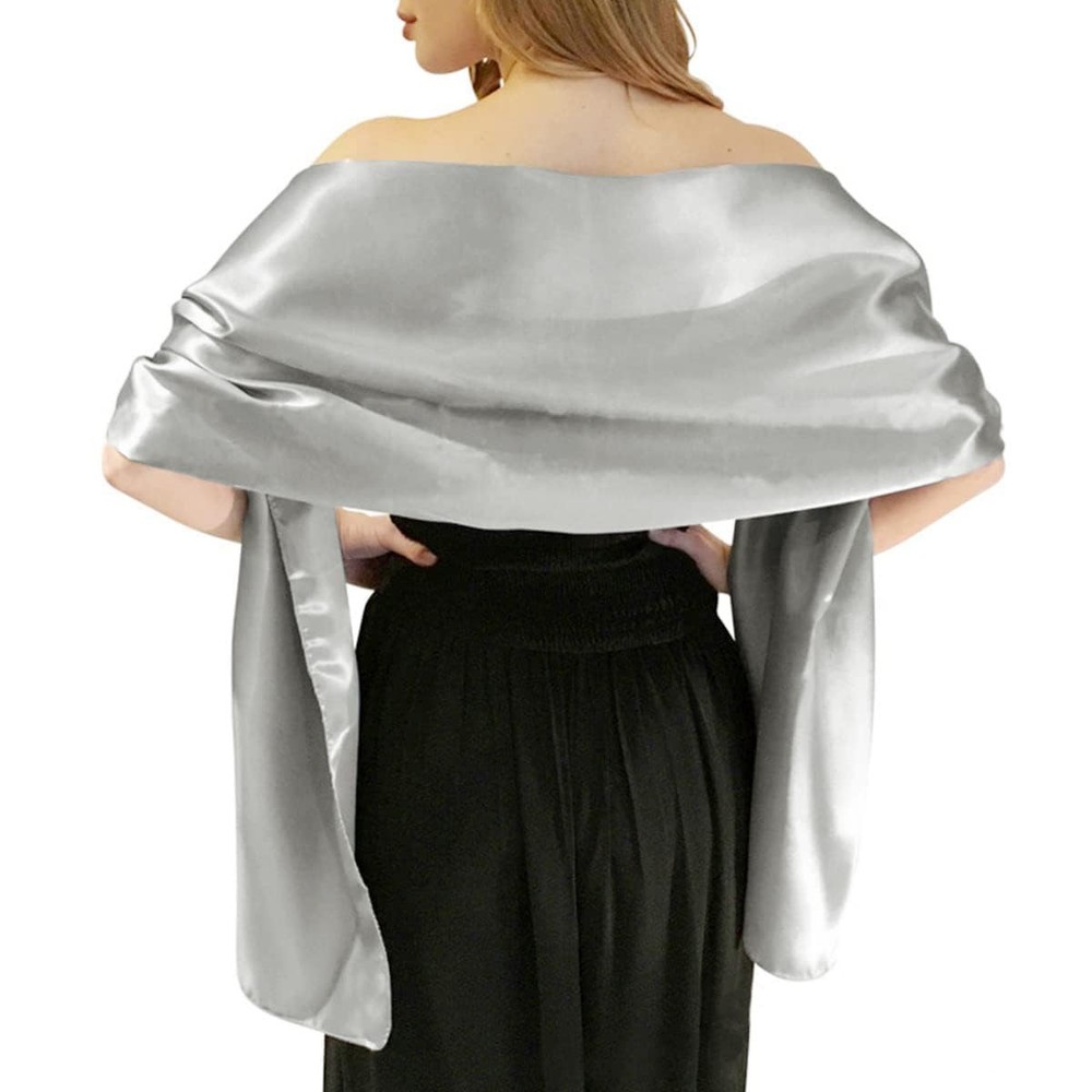 Light Silver Shawls and Wraps for Women Evening Dresses Satin Formal Shawl Wr...