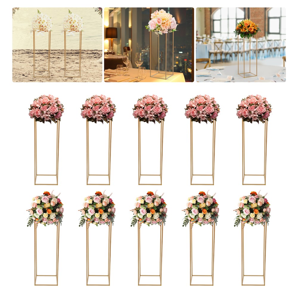 Flower Stand for Wedding Table 10x 31.5 in Tall Gold Metal Centerpieces Decor