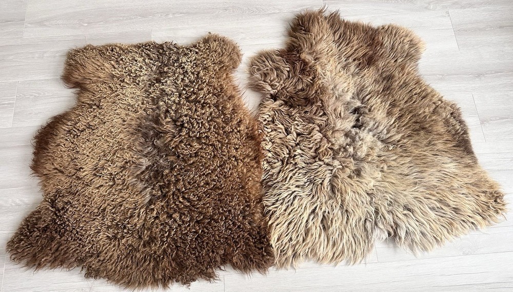 Set Of 2,%100 Natural  Sheepskin Rug, Natural Color,Sheepskin Pelt,camel.beige
