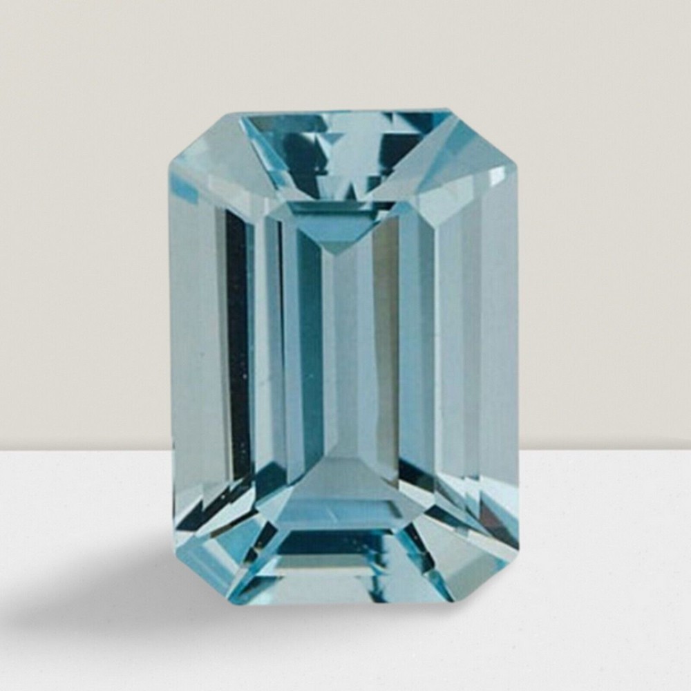 Aquamarine Octagon Cut Gemstone 2 Cts - 9x7 mm Lustrous Loose Gem
