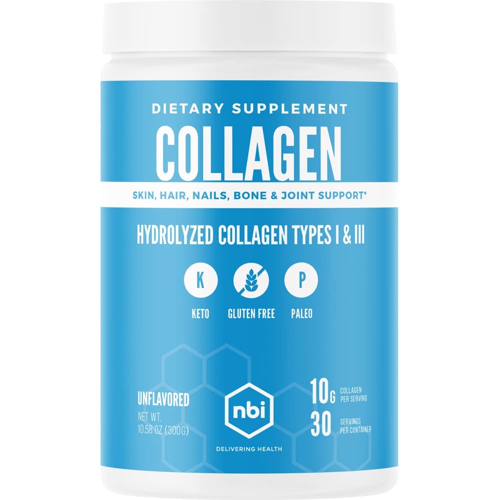 Pure Unflavored Collagen Peptides Powder for Paleo Keto Type I & II Support