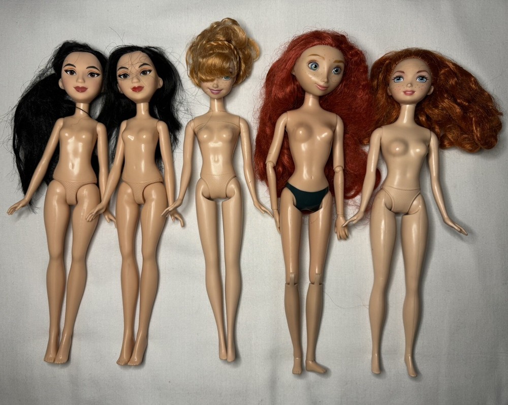 Disney Princess Doll Lot of 5 Nude - Mulan Merida More