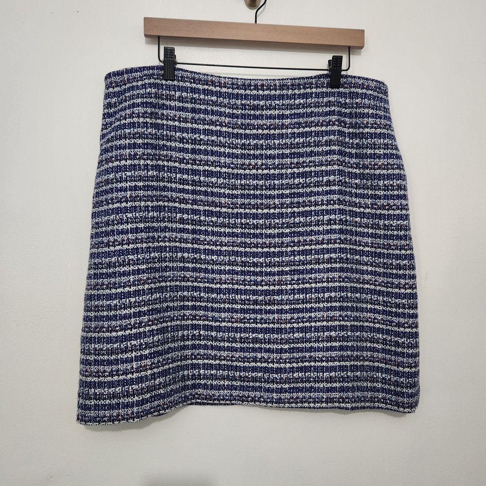 Talbolts Petite Sz 16 Tweed A-line Skirt Blue Black White Red Purple Corpcore