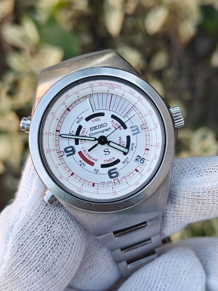Seiko SUS SCFJ005 6M26-6020 Dancing Hands Alarm Chrono Timer Mens Quartz Watch