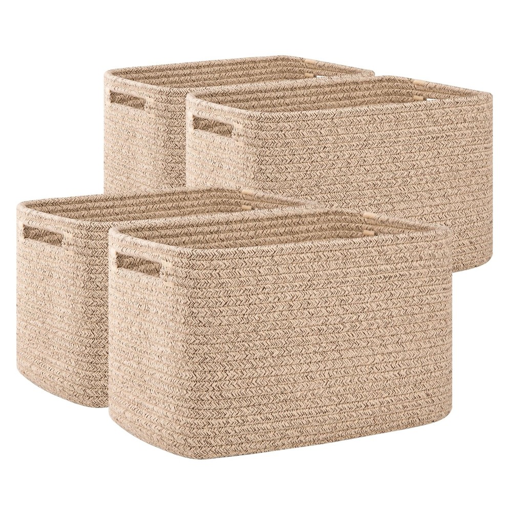 4 Pack Rectangular Storage Baskets for Shelves Organization Cube Bins