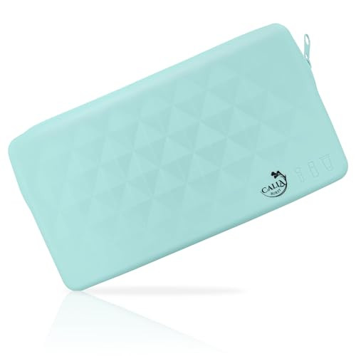 Travel-Friendly Blue Silicone Makeup Bag 8 x 4.5 Inches with Secure Closure