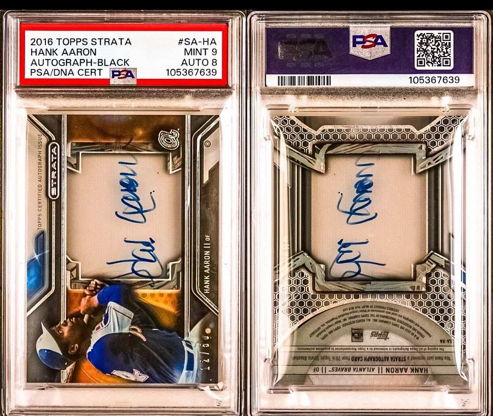 2016 Topps Strata Hank Aaron Auto Black PSA 9 / Auto 8 Braves HOF Legend 🔥 /50