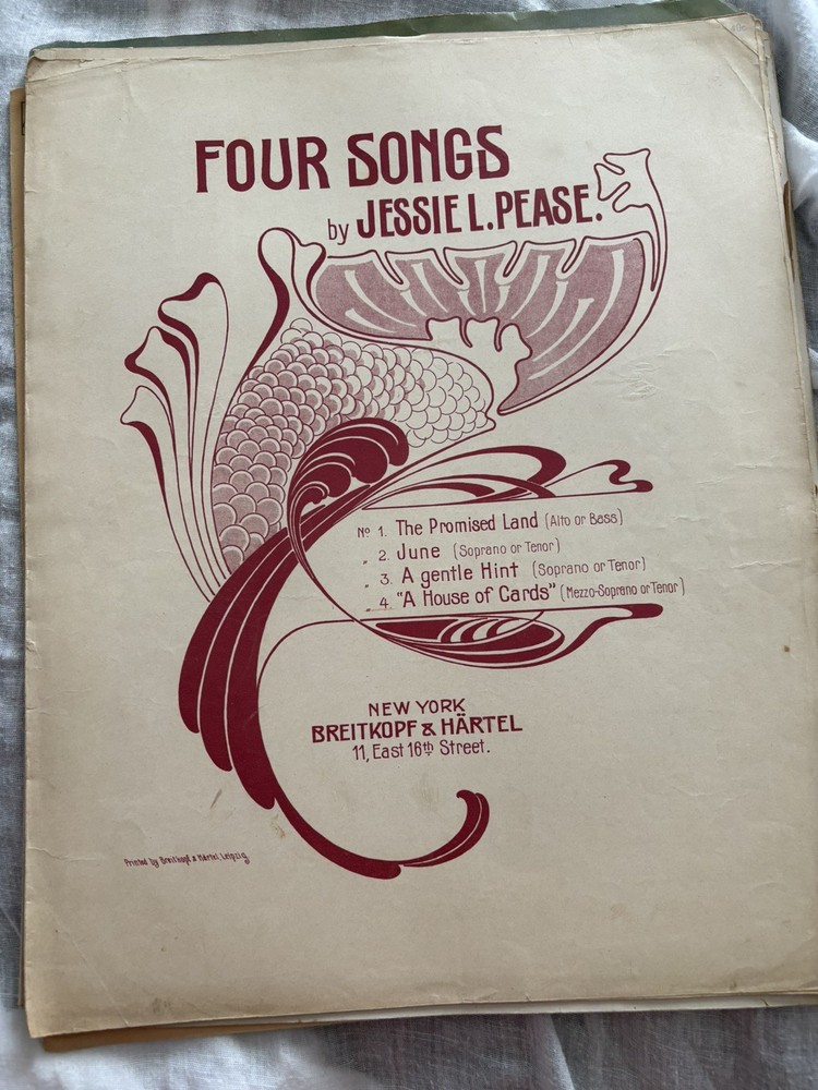 1903 Four Songs Jessie Pease Sheet Music Breitkopf & Hartel American Composers