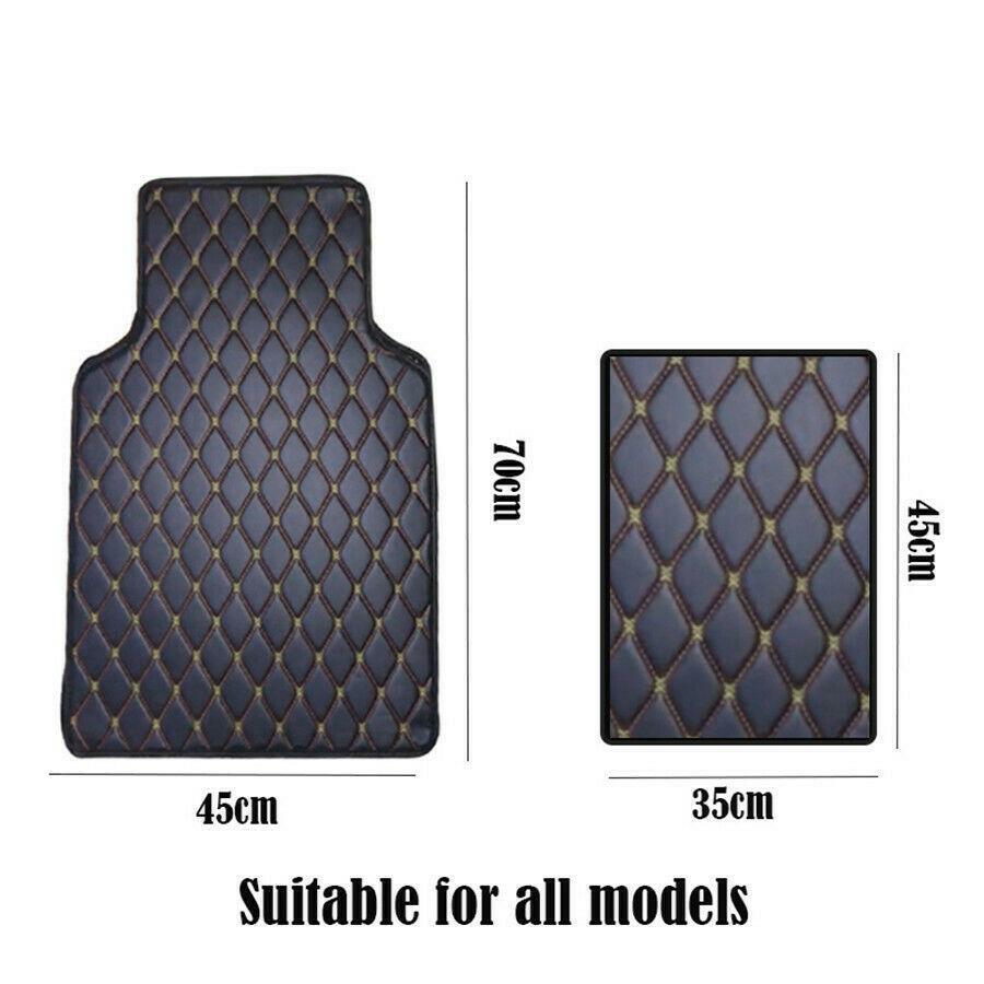 Non-slip PU leather car floor mats for all weather front and rear set of 4