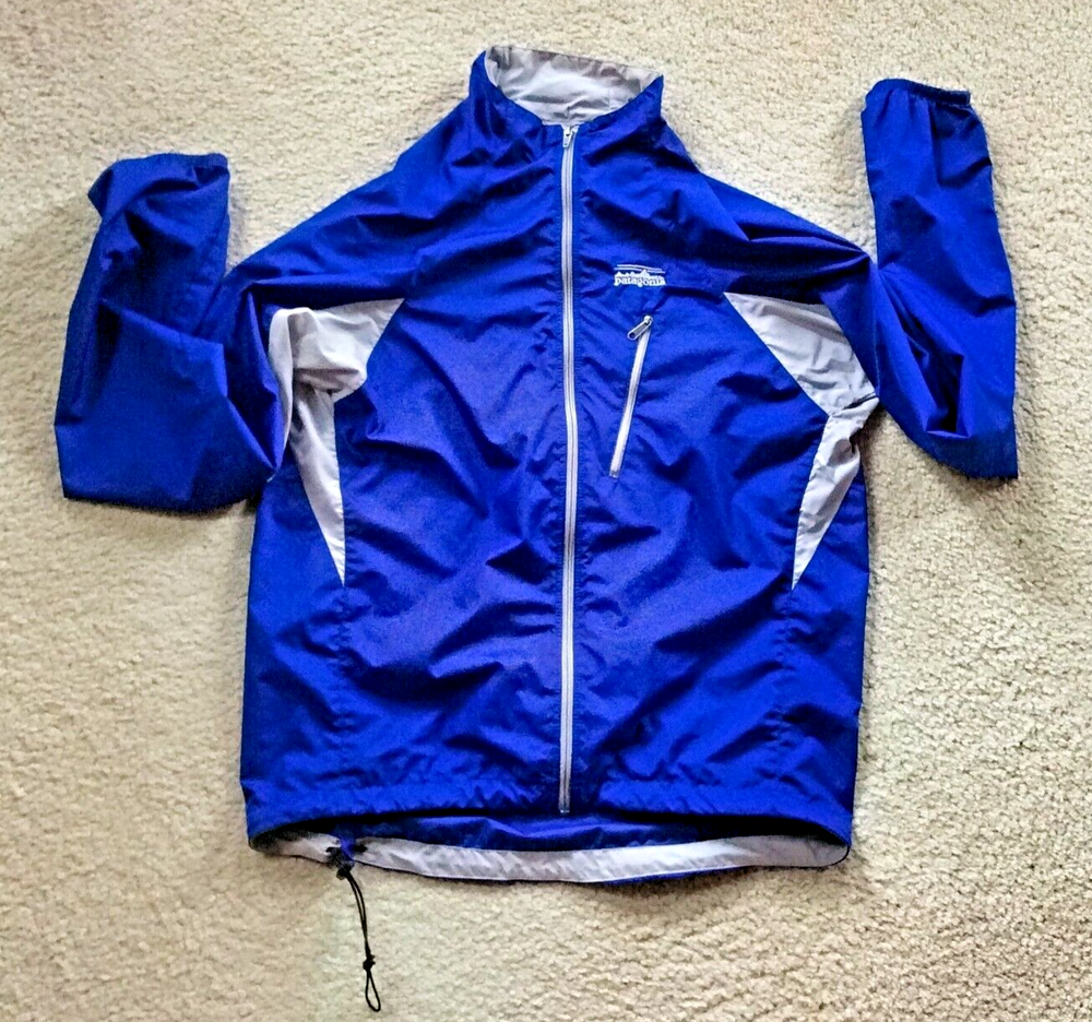 Patagonia Mens Velocity O2 Lightweight Windbreaker Jacket in Blue Gray Size Small
