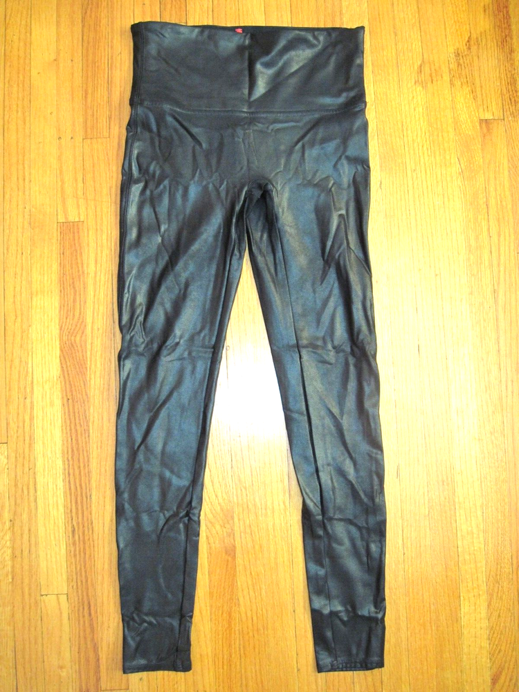 Spanx Faux Leather High Waist Ankle Leggings Black Small  