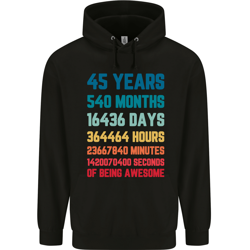 45th Birthday 45 Year Old Mens 80% Cotton Hoodie