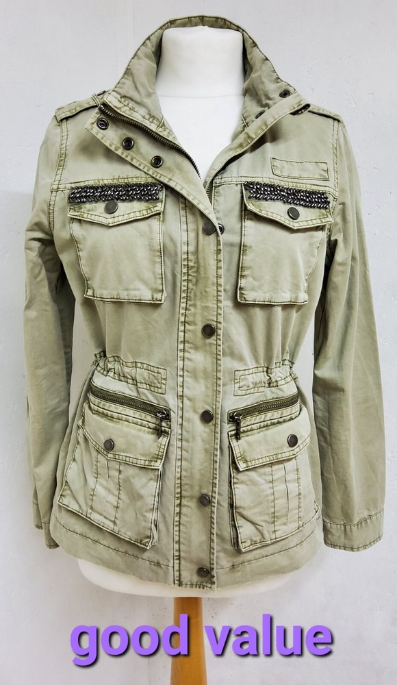 Mint Velvet Military Style Jacket UK Size 8 Cotton Fabric