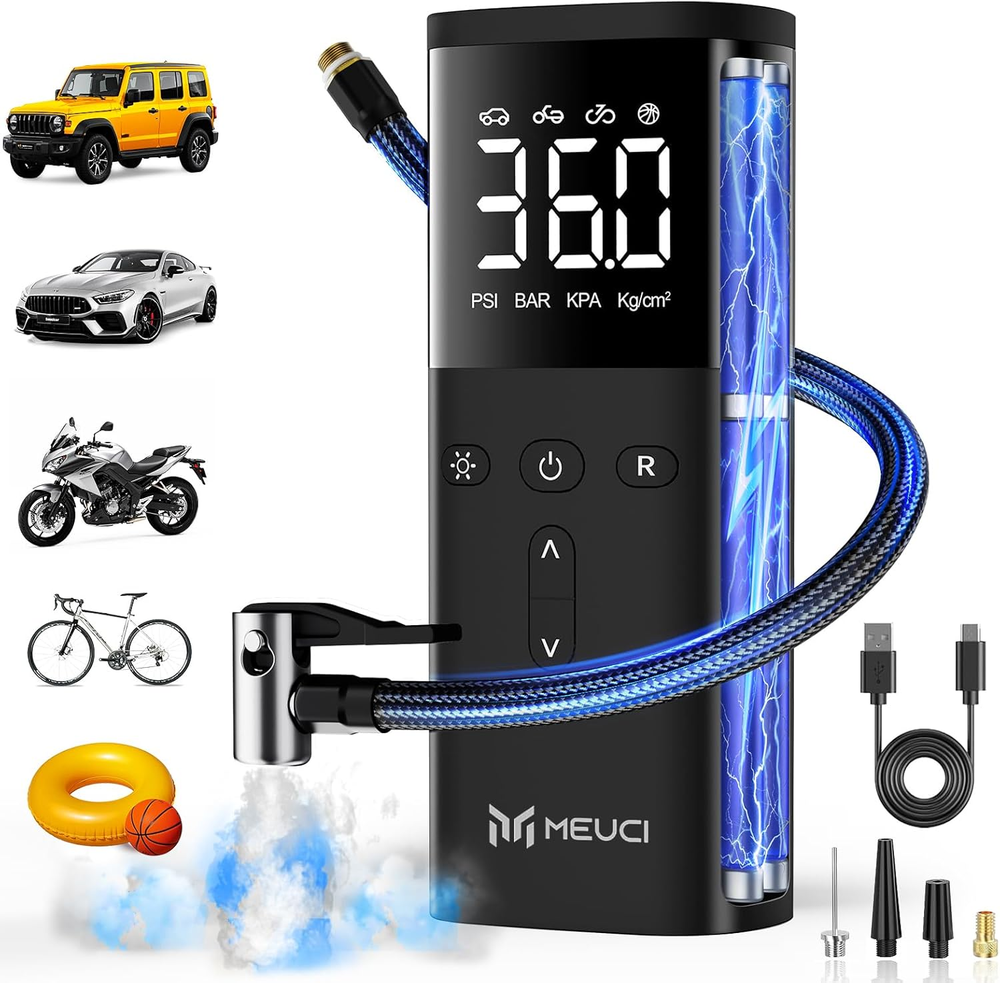 Tire Inflator Portable Air Compressor - Fast Cordless Air Pump for Car Tires, 15