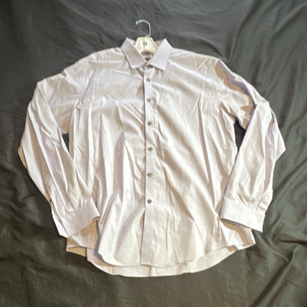 Calvin Klein Slim Fit Light Purple Stretch Men's Dress Shirt 16.5 34/35