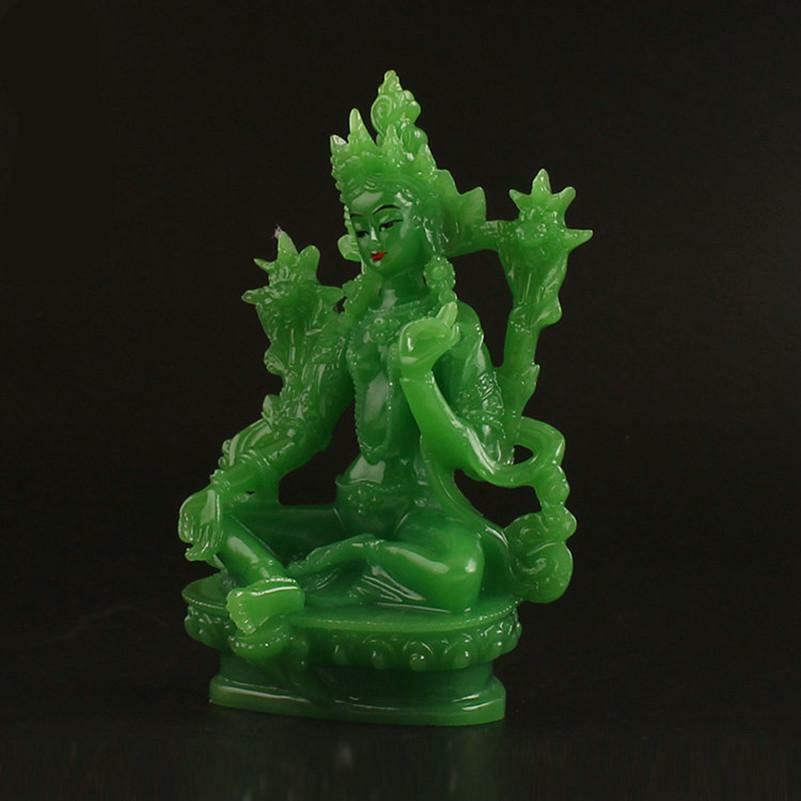 Feng Shui Tibetan Buddhist statue imitating jade resin green Tara Buddha -
