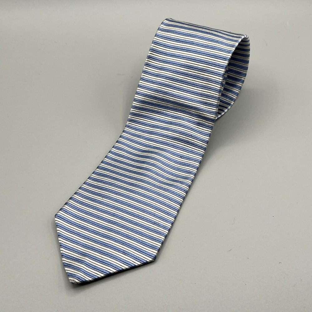 Tommy Hilfiger Mens Silk Tie Blue Stripe and Speck Design 58 Inches