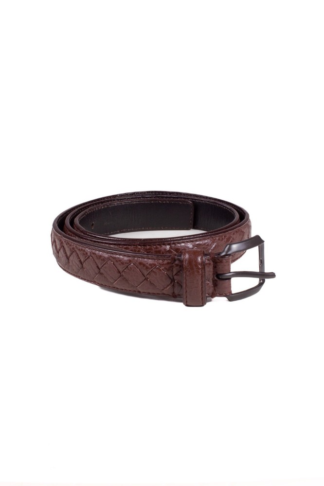 Bottega Veneta Brown Intrecciato Weave Leather Classic Leather Belt Size 90