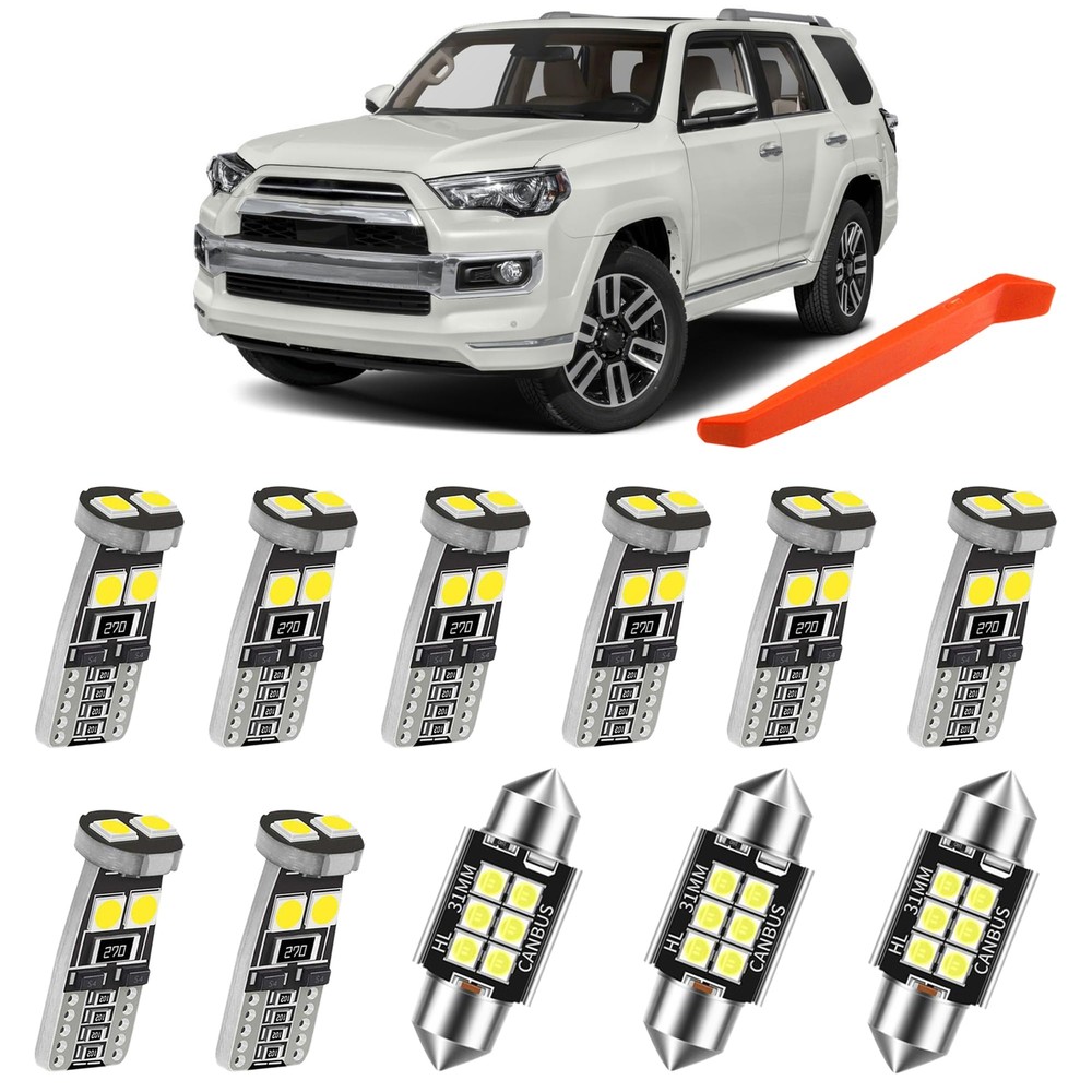 16 Piece 6000K White LED Interior Light Kit Replacement for 2010-2022 Toyota