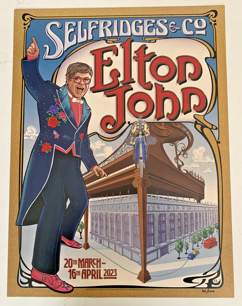 ELTON JOHN X SELFRIDGES UK LIMITED EDITION PRINT POSTER 36/200 BRAND NEW