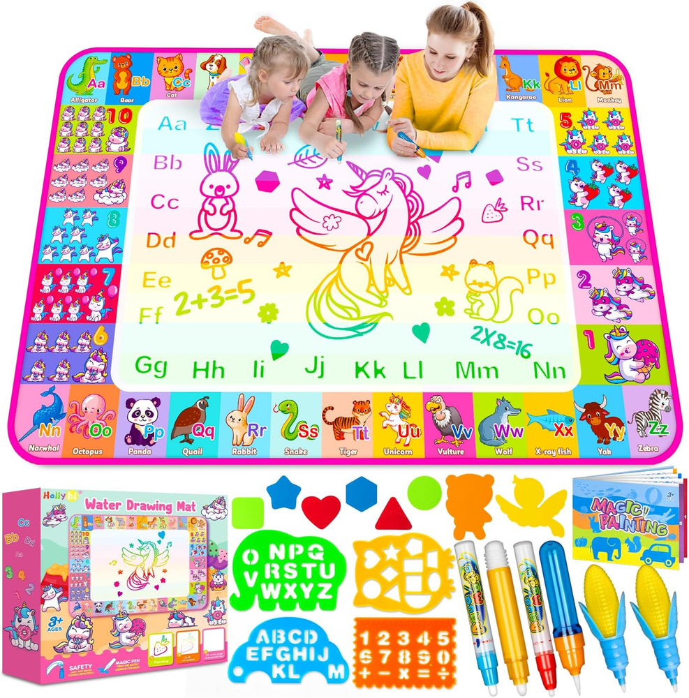 Aqua Water Doodle Mat - Kids Drawing Mat Toddlers Educational Toys for Age 3 4 5