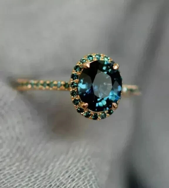 2.30 CT Round London Blue Topaz Wedding Ring in 14K Yellow Gold Plated