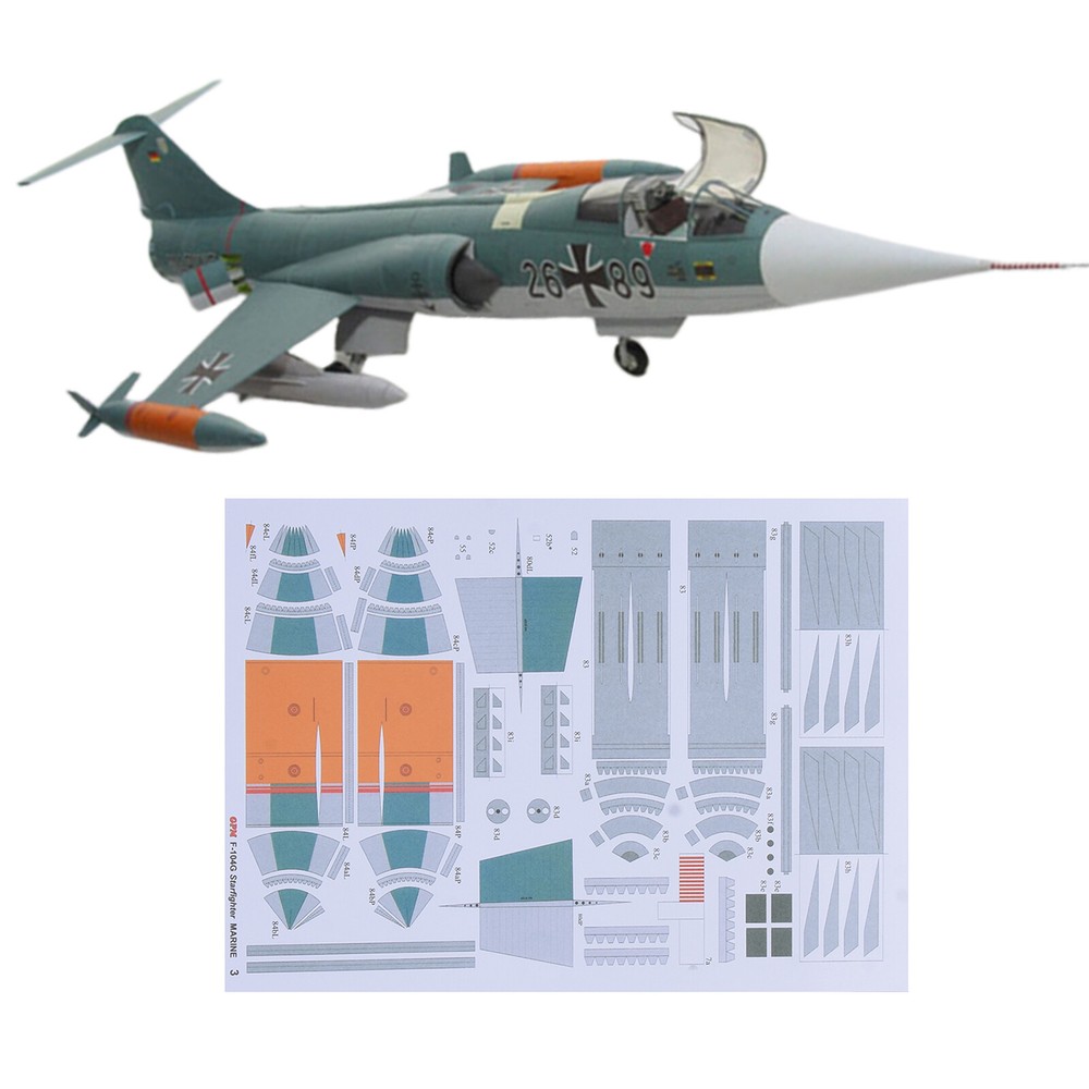 DIY 1/33 US F-104G Star Fighter Plane Paper Model Military Puzzle Set Collection