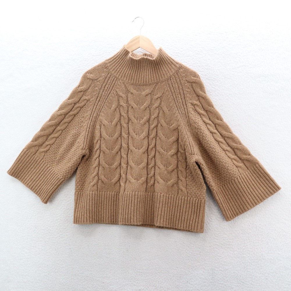 Banana Republic Sweater Women's S Brown Cavo Flare Sleeve Cable Knit Wool Blend