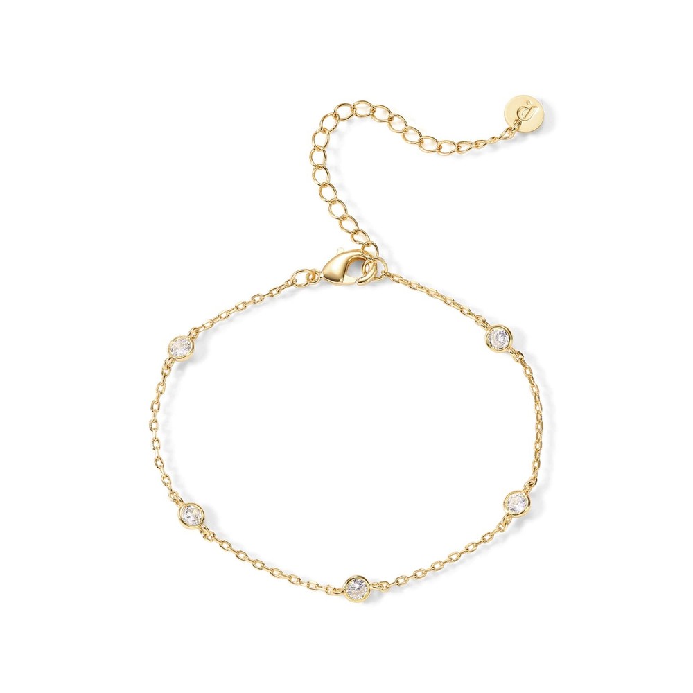 PAVOI 14K Gold Plated Station Bracelet - Simulated Diamond BTY Bracelet - Womens