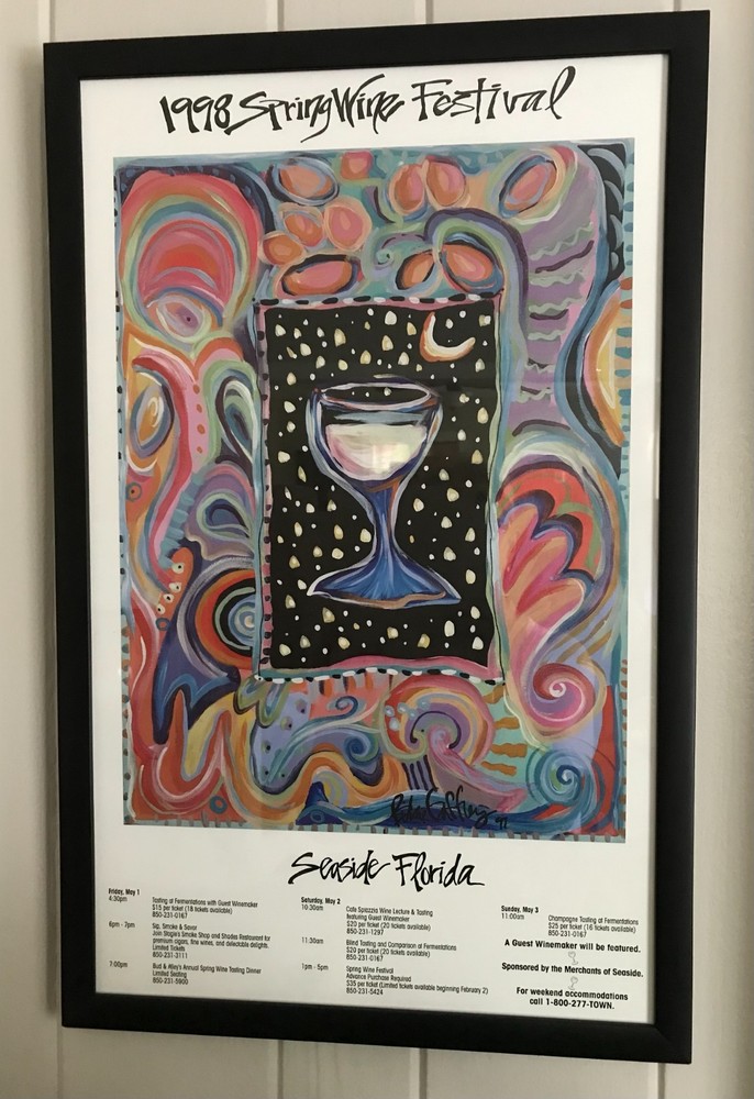 Billie Gaffrey VTG 1998 Spring Wine Festival Seaside Florida Framed Art Poster