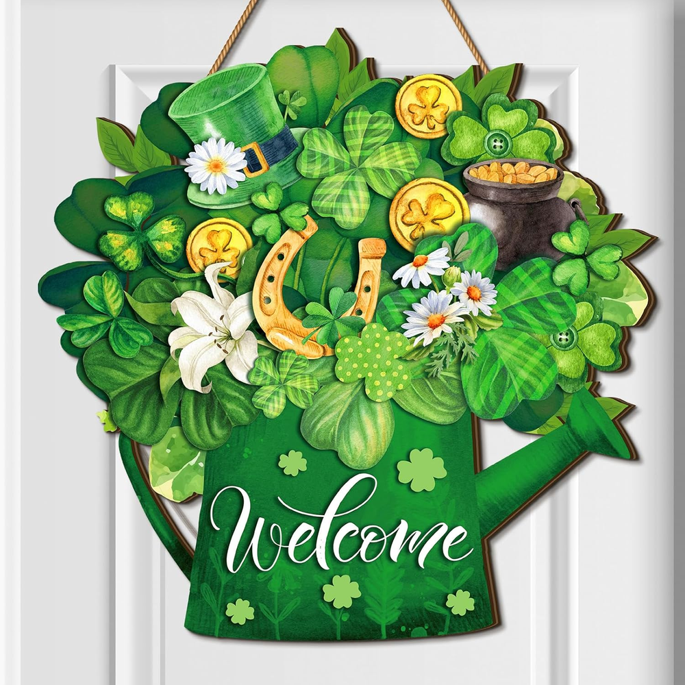 St. Patrick'S Day Welcome Door Sign Lucky Hanging Door Decor St. Patrick'S Day W