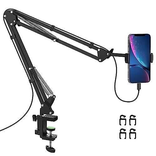 Phone Holder for Desk, Phone Holder for Bed with Adjustable Clamp Clip, Flexi