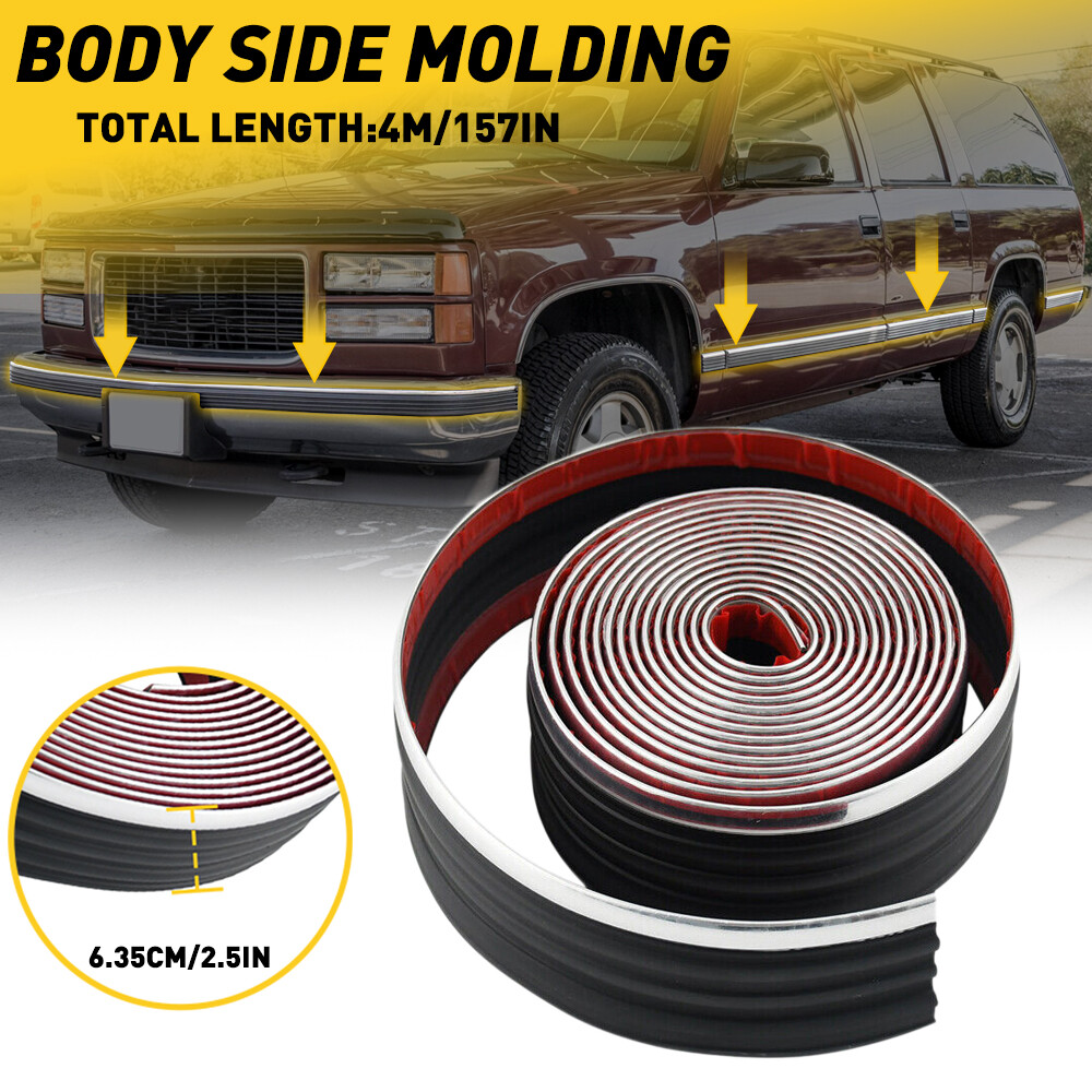 4m Black/Chrome Body Molding Side for 88 98 Chevy Tahoe Yukon Blazer Suburban