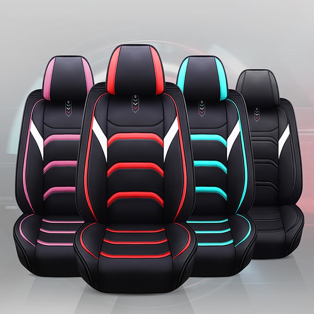 Car Seat Cover Full Set PU Leather Front Rear Seat Cushion Pad for Car SUV Truck