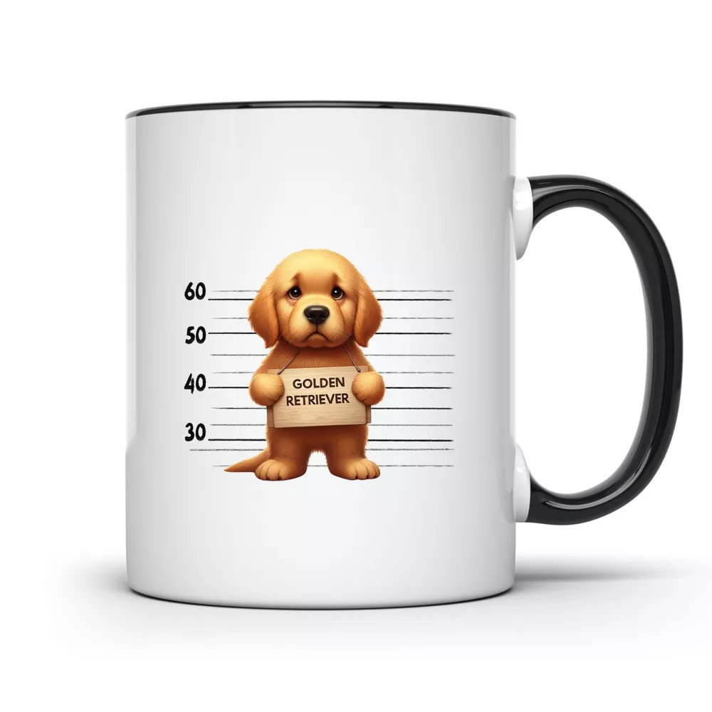 Golden Retriever Mugshot Jail Puppies Mug – 11oz Coffee Cup – CCBM1658
