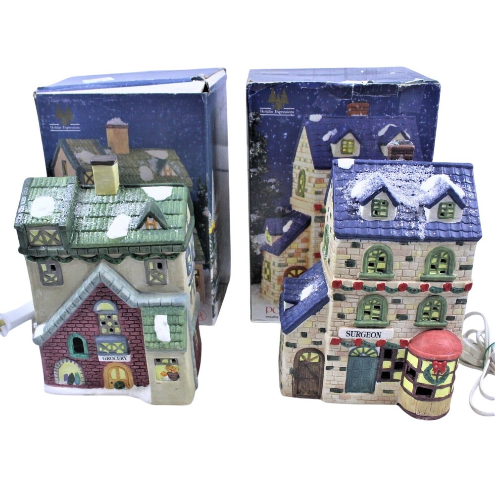 Collins Holiday Village Houses - Surgeon & Grocery Christmas Displays