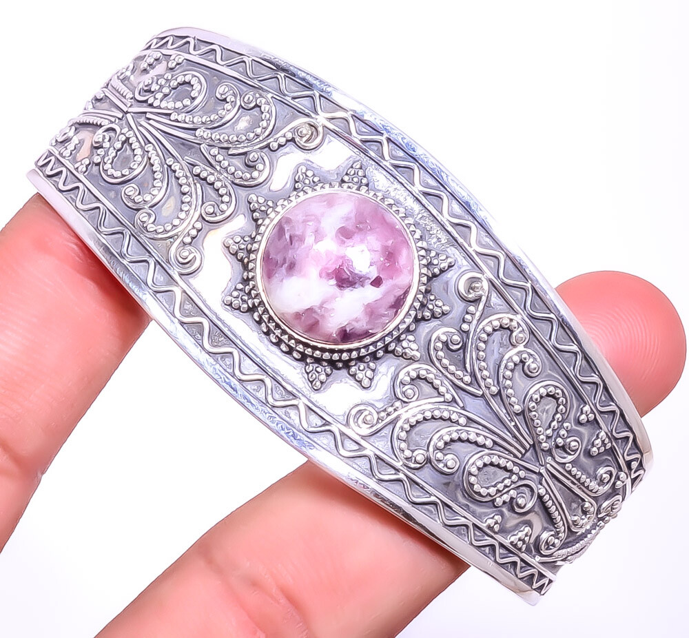 Lepidolite - San Diego 925 S Bali Sterling Silver Cuff Adst. C7879-81 A384