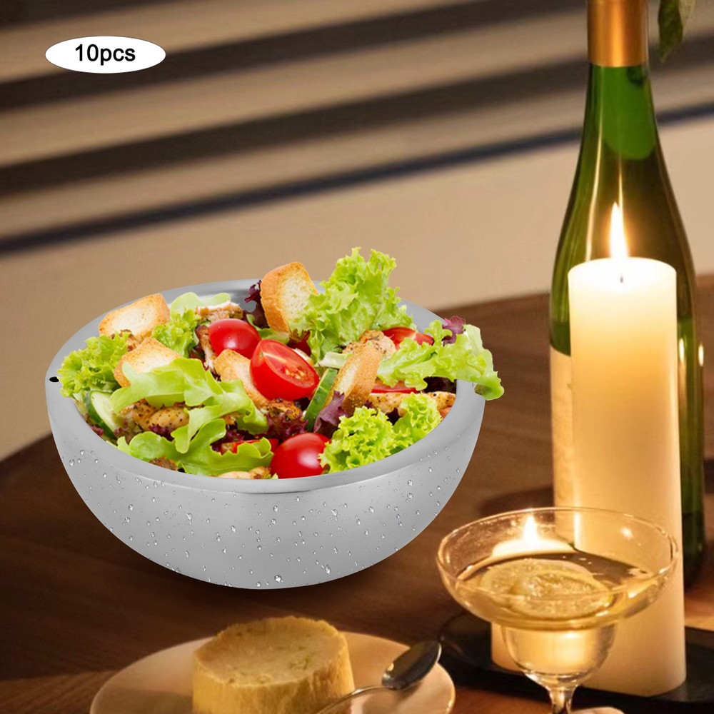 10* Stainless Steel Salad Bowls Holes Food Container W/ Double Water Injection