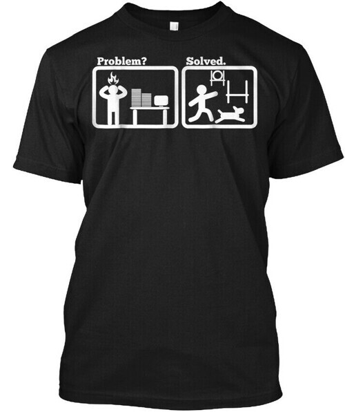 Funny Agility Dog Training Gift - Problem Solved T-Shirt Made in USA S to 5XL