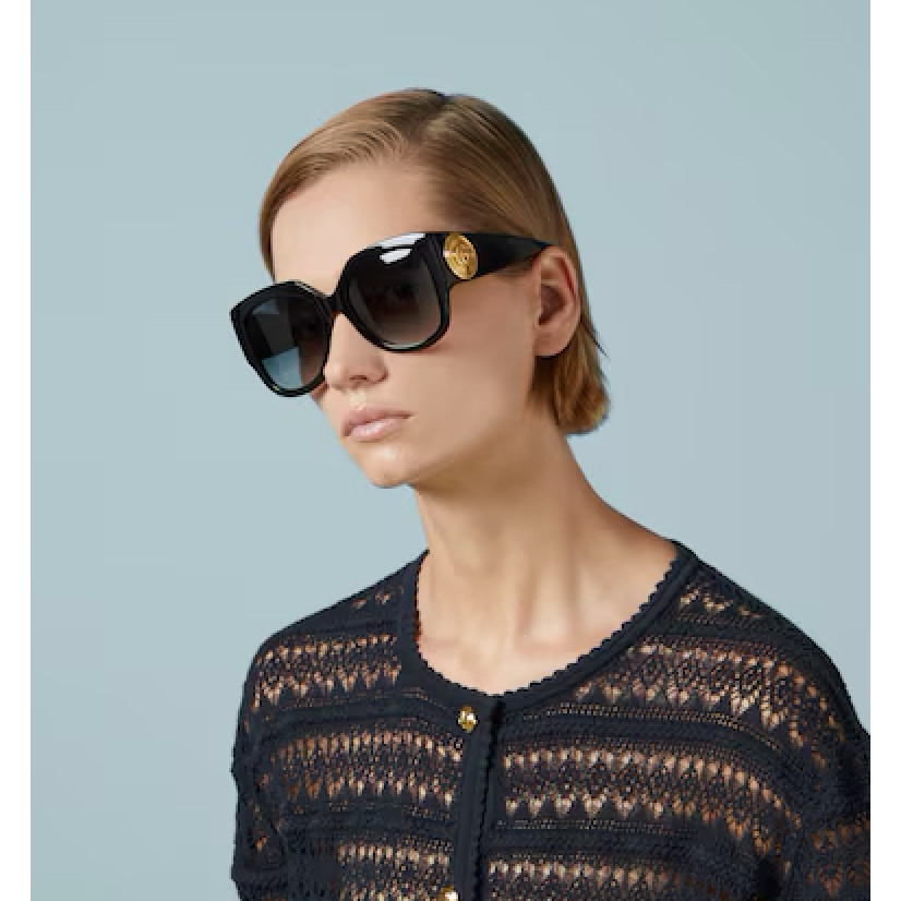 Gucci GG1407S 001 Black Grey Gradient Sunglasses for Women Authentic Luxury