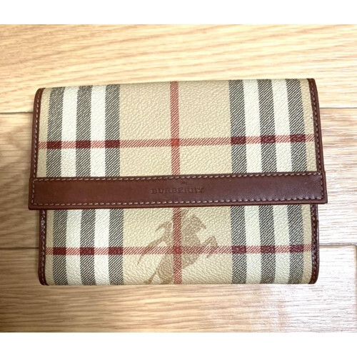 BURBERRY Nova Check Leather Bi-fold Wallet in Beige 2786