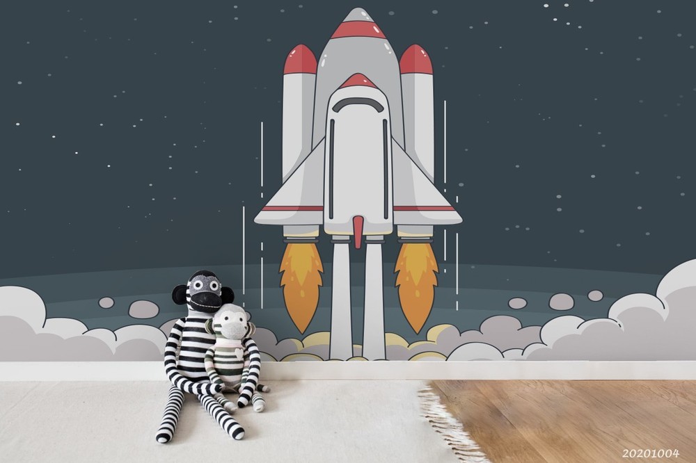 3D Space Rocket Illustration Wall Murals Wallpaper Murals Wall Sticker 4