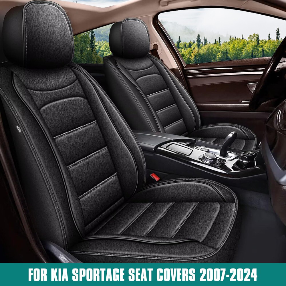 Car Cushion 2Pcs Front Row 2-Seat Covers PU Leather For 2007-2024 Kia Sportage
