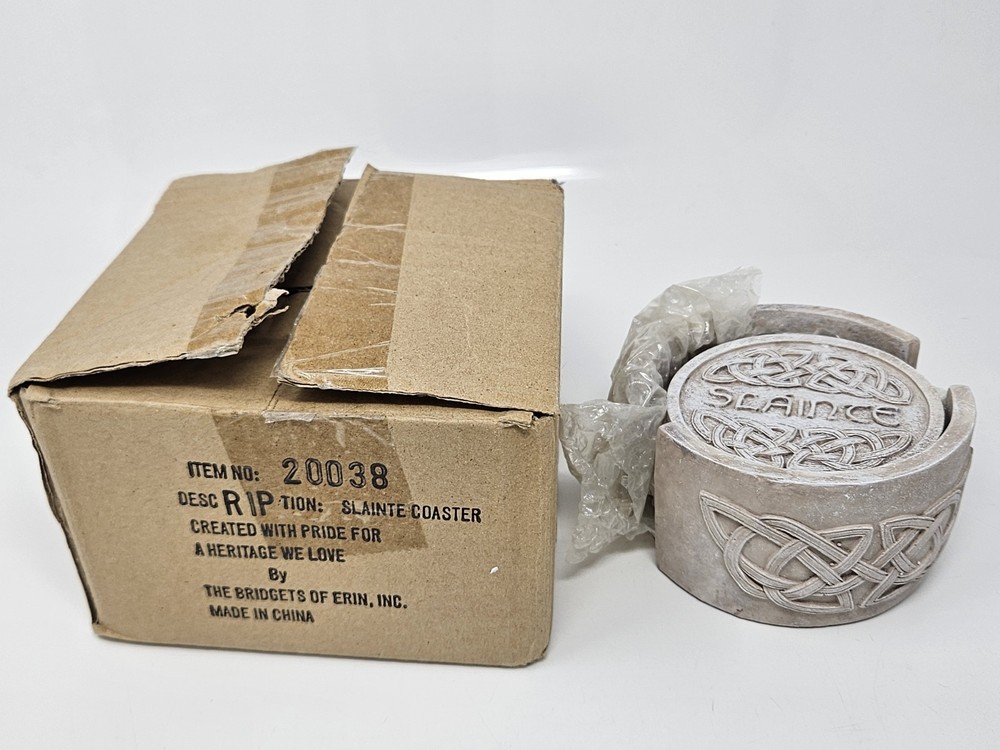 6-Piece Slainte Celtic Knot Resin Coaster Set with Holder