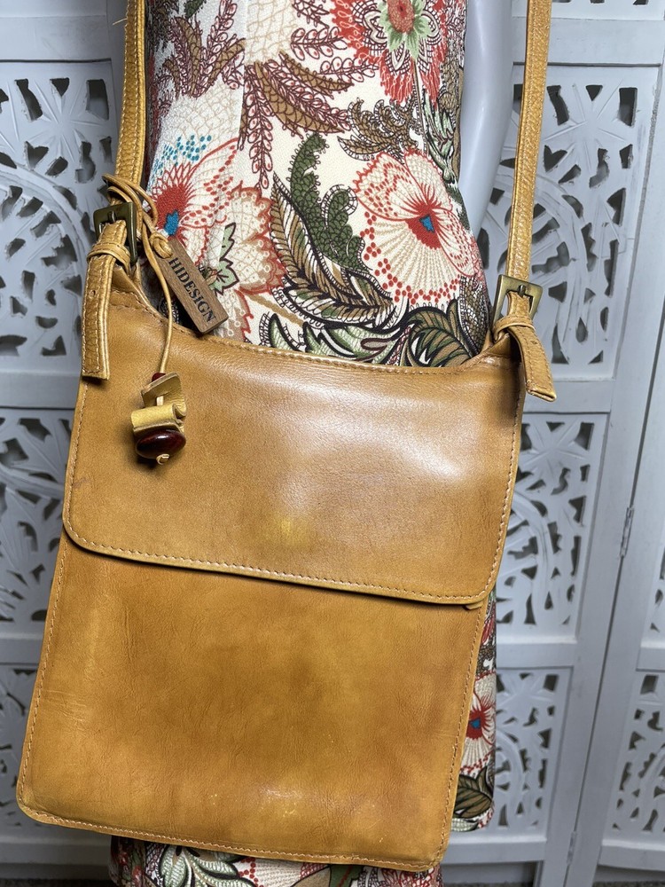 Hidesign Leather Camel Purse Crossbody Bag 10x8