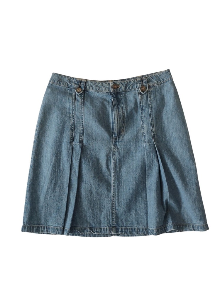 Vintage Bill Blass Blue Denim Skirt Y2K Pleated Short Above-Knee  Size 12