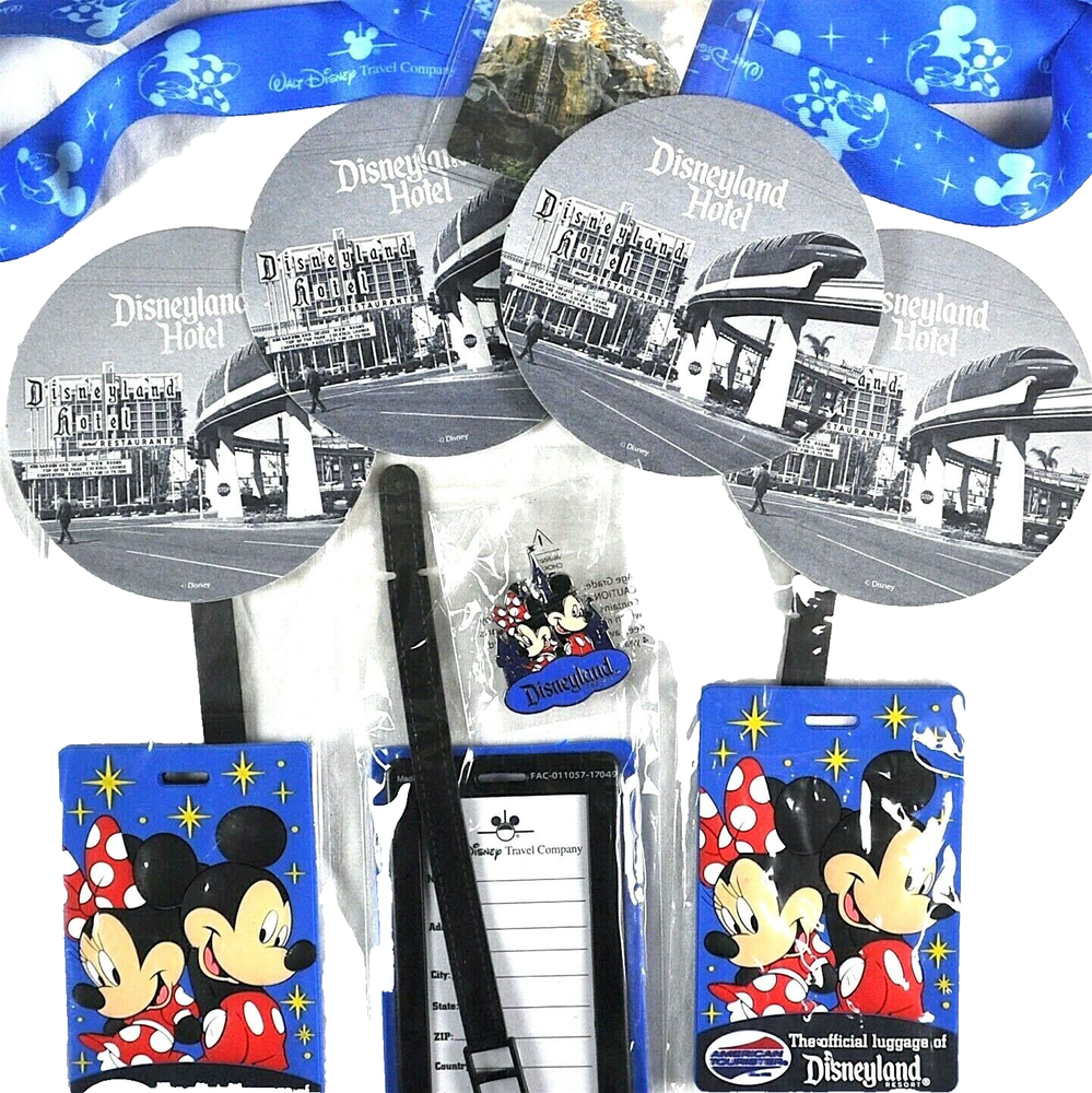 Disneyland Mickey Minnie Lanyard Pin Luggage ID Coasters 9-Piece Set