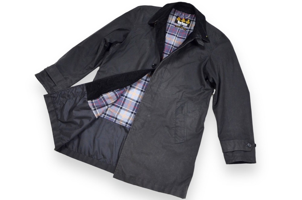 Men's Barbour Merton Mac Jacket Coat Wax Black Long England Size L