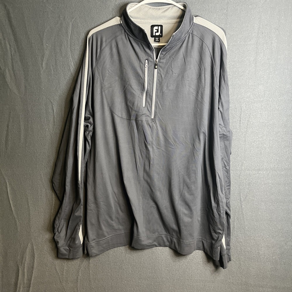 FootJoy Sweater Mens XL Gray Heathered 1/4 Zip Pullover Performance Stretch