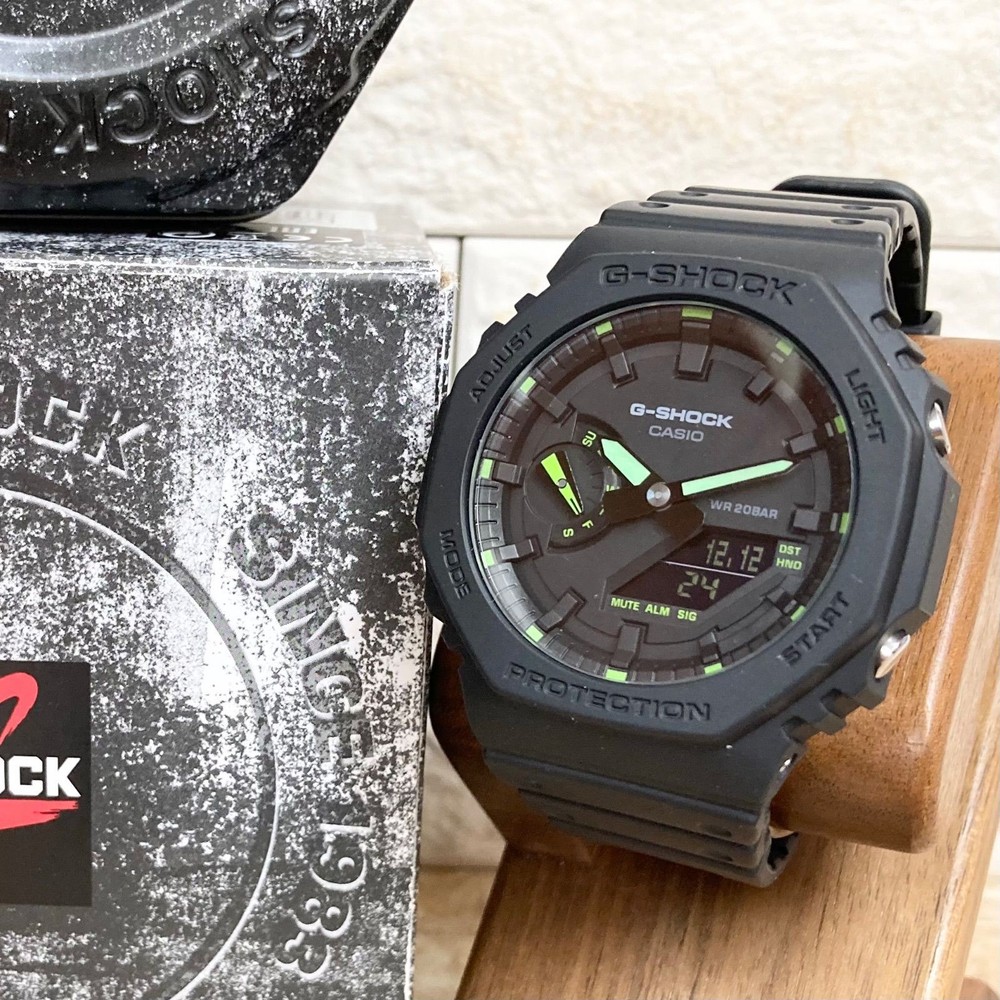 CASIO G-SHOCK GA-2100 Neon Accent Black Used Authentic Digital Watch